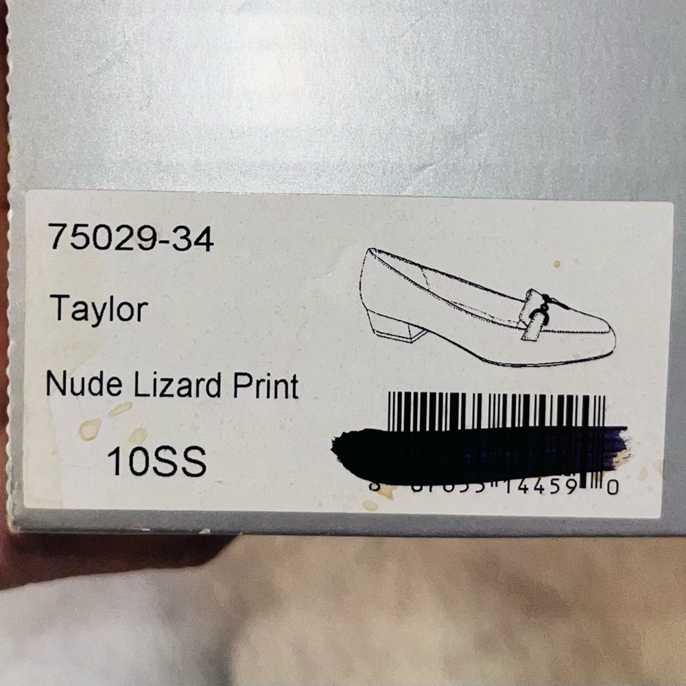 Ros Hommerson Taylor Nude Lizard Print Loafers NEW - Picture 10 of 12